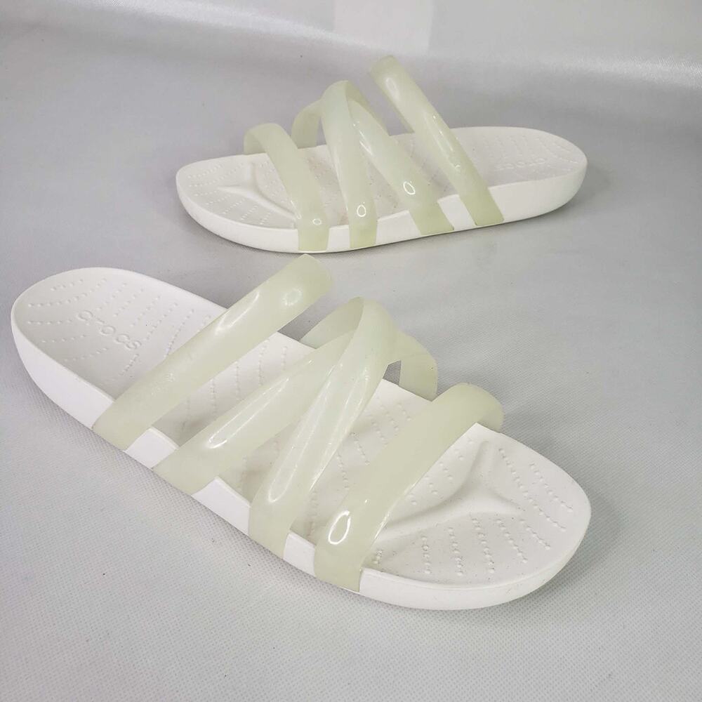Crocs Splash Womens Size 10 Clear White Beach Slip On Strappy Sandals Shoes
